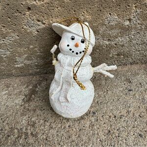 VTG‎ White Snowman Ornament with Baseball Hat